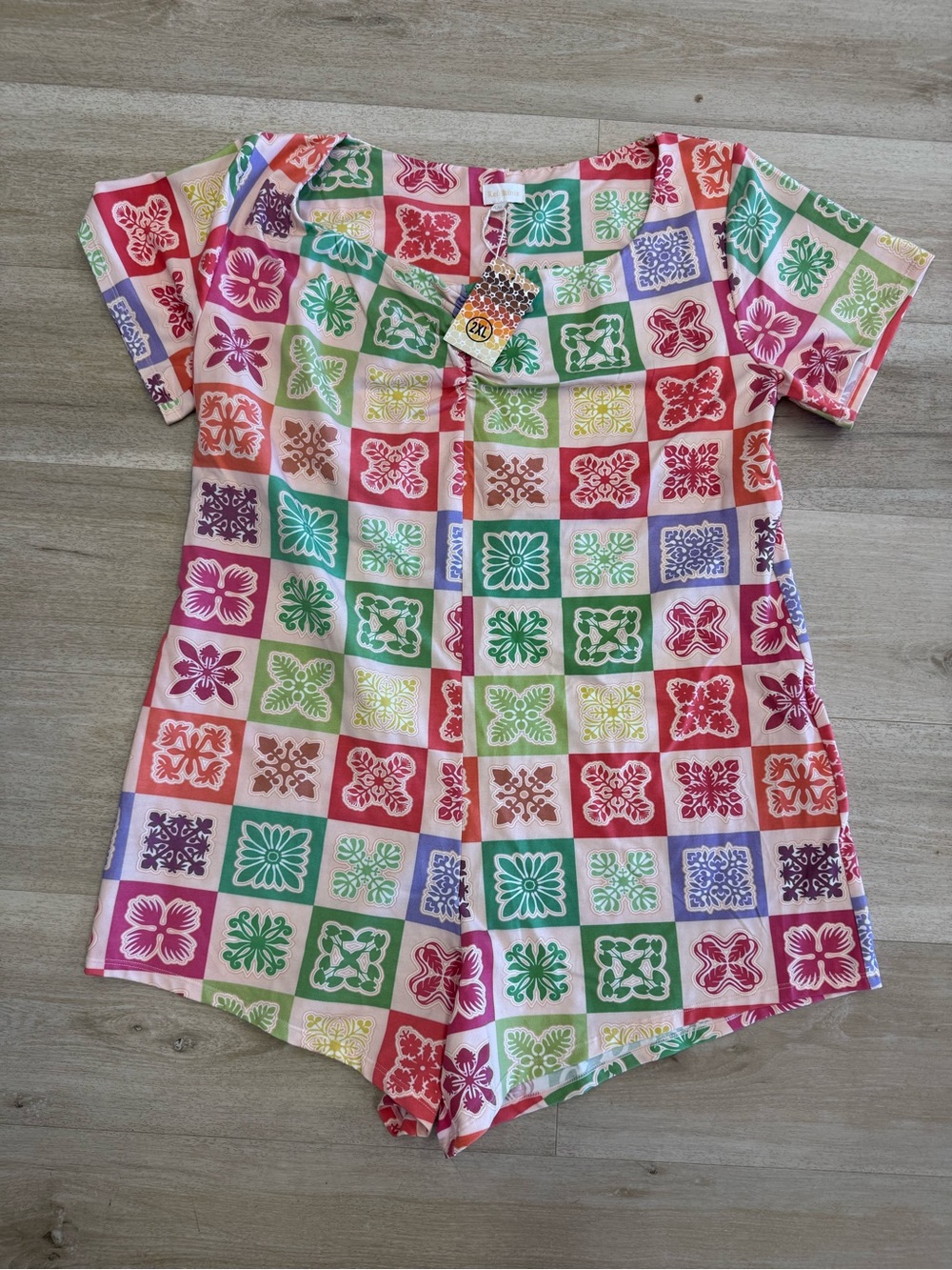 Leikini’s quilt Print Short Jumpsuit - Multicolor